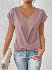 Elegant V-Neck Top with Twisted Detail for Women