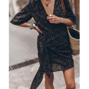 Linen Beach Dress for Women with Wrap Design