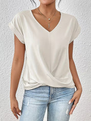 Elegant V-Neck Top with Twisted Detail for Women