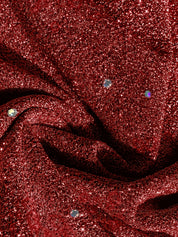 Robe cocktail mini pour femmes avec paillettes, col en V et manches longues