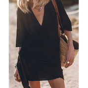 Linen Beach Dress for Women with Wrap Design