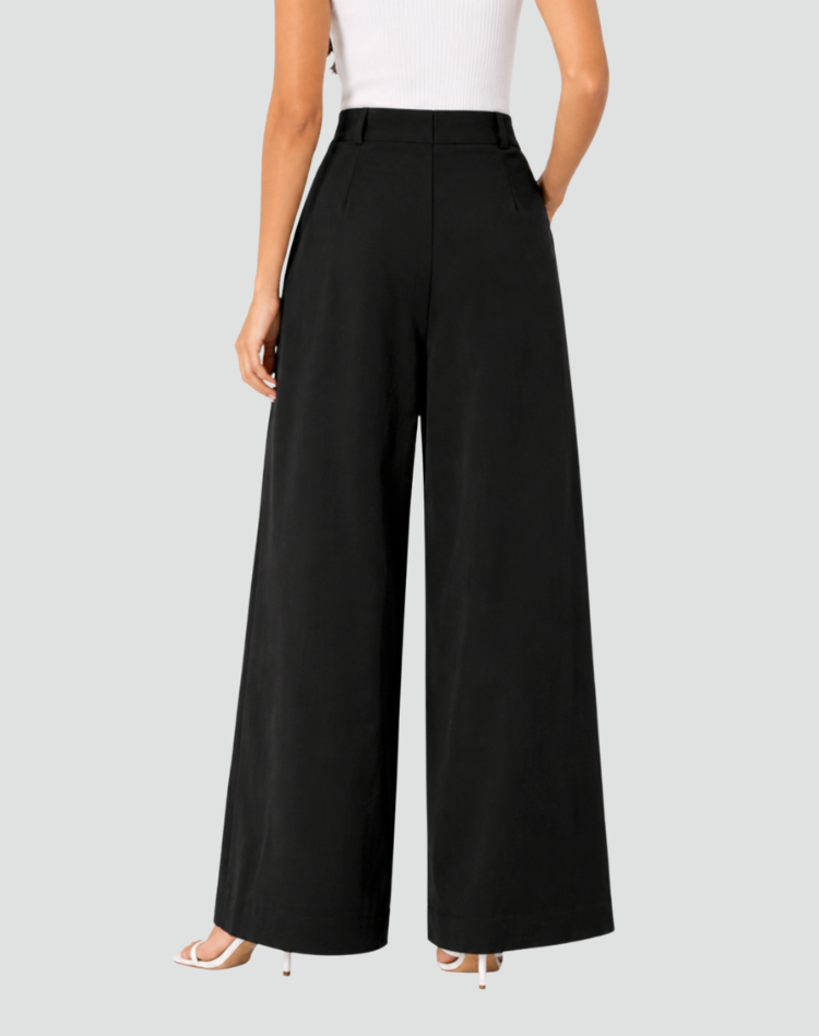 Pantalon femme à jambes larges et taille haute