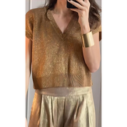 Elegante Broek Met Gouden Details En Wijde Pijpen