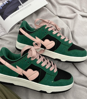 Women's Low Sneakers with Contrast Detail and Lace-Up Closure