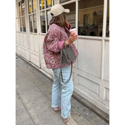 Roze Quilted Jas Met Bloemenprint En Korte Pasvorm