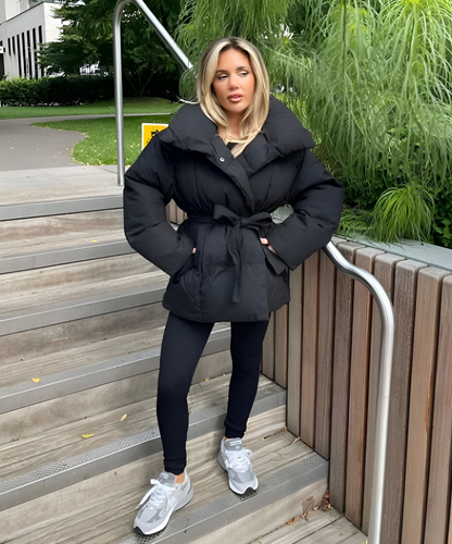 Stijlvolle Gewatteerde Puffer Winterjas met Ceintuur voor Vrouwen