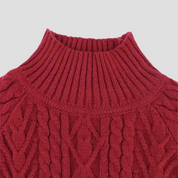 Pull col roulé torsadé pour femme, chaud avec manches ballon