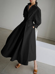 Women's Elegant Maxi Shirt Dress with Long Sleeves