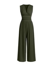 Women's Stylish Jumpsuit with Deep V-Neck and Wide Legs