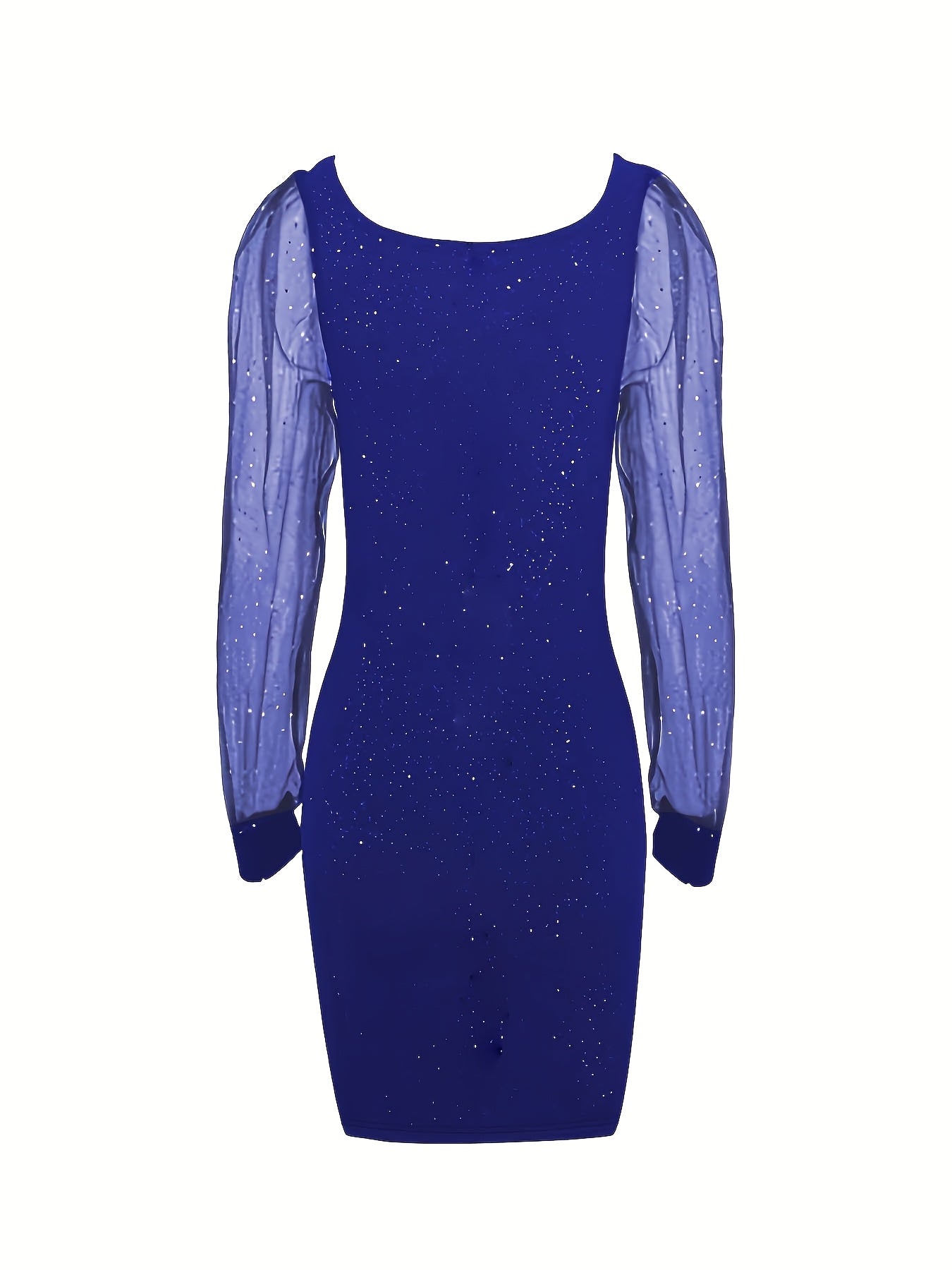 Bodycon Cocktailjurk Voor Dames Midi Met Glitter En Transparante Mouwen