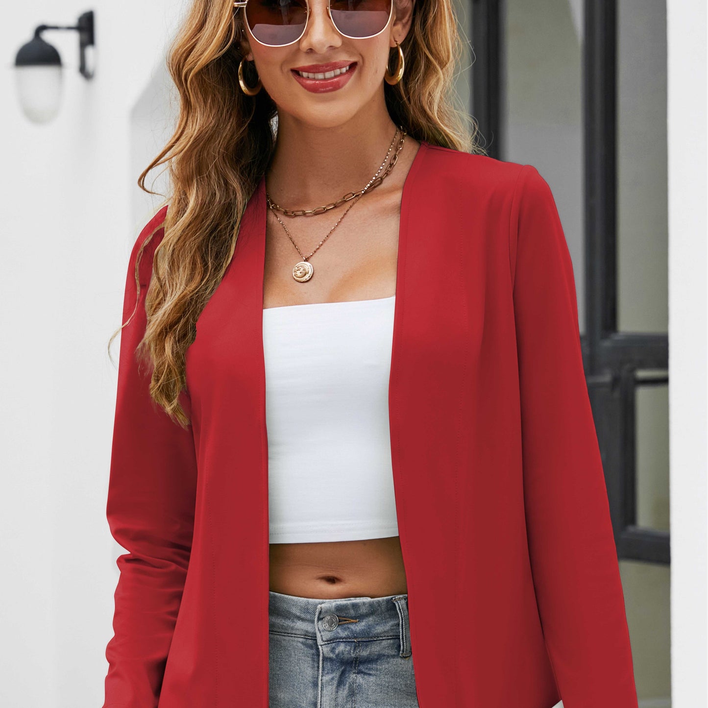 Zakelijk Elegant Vrouwen Open Blazer Zonder Sluiting