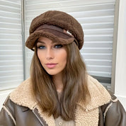 Warm Knitted Cable Pattern Winter Hat for Women