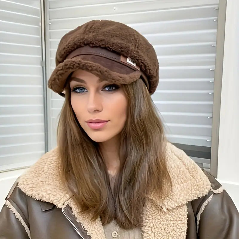 Warm Knitted Cable Pattern Winter Hat for Women