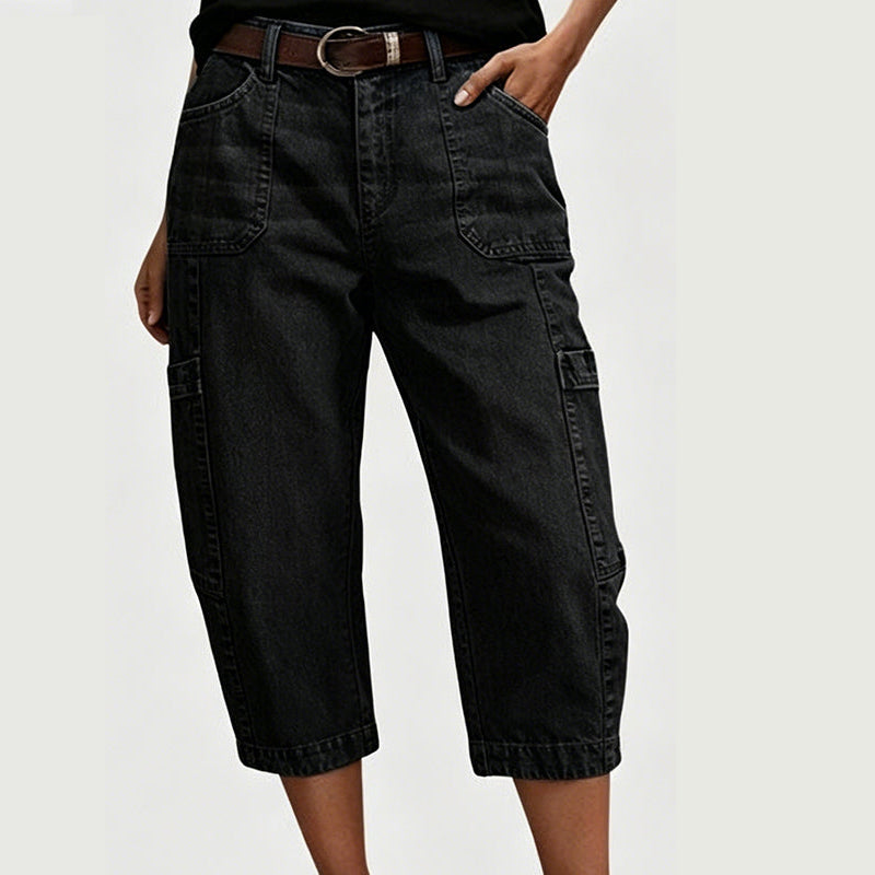 Dames Casual Cargobroek met Klepzakken en Wijde Pijpen