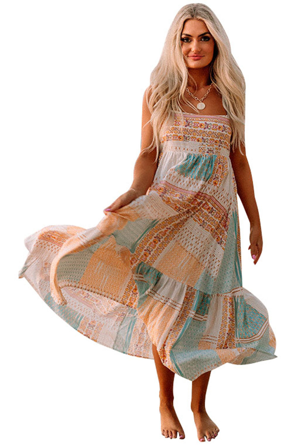 Talia - Boho Maxi Summer Dress with Spaghetti Straps