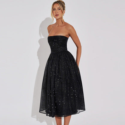 Isabeau - Chique glitter midi-jurk met subtiele pailletten