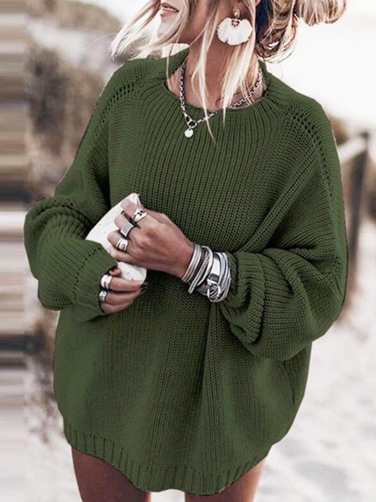 Oversized Gebreide dames Set met Mini Rok en Trui
