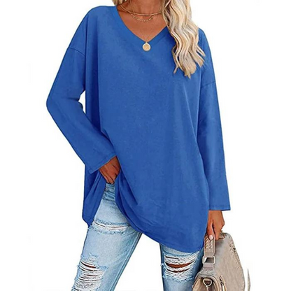 Casual Oversized Trui met V-Hals voor Dames