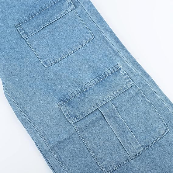 Vrouwen Cargo Jeans Wijde Pijpen Hoge Taille