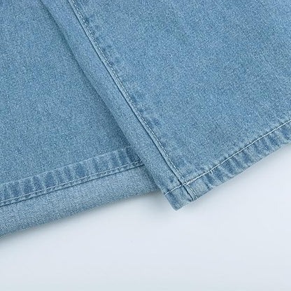 Vrouwen Cargo Jeans Wijde Pijpen Hoge Taille
