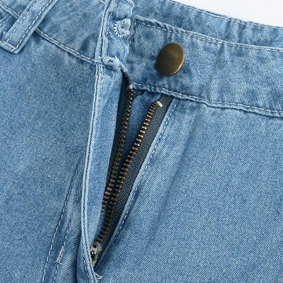 Vrouwen Cargo Jeans Wijde Pijpen Hoge Taille
