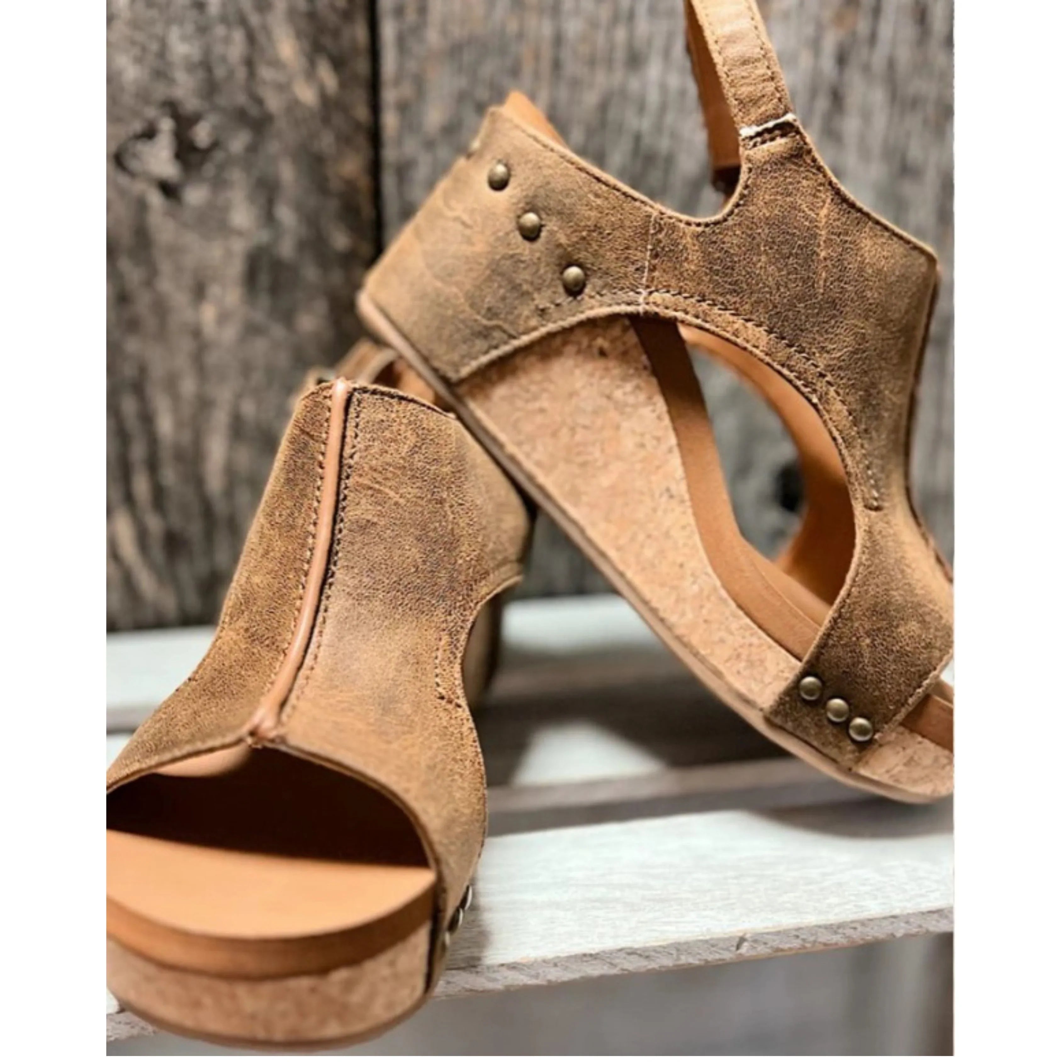 Wedge Sandals with Cork Sole and Platform Sole for Women