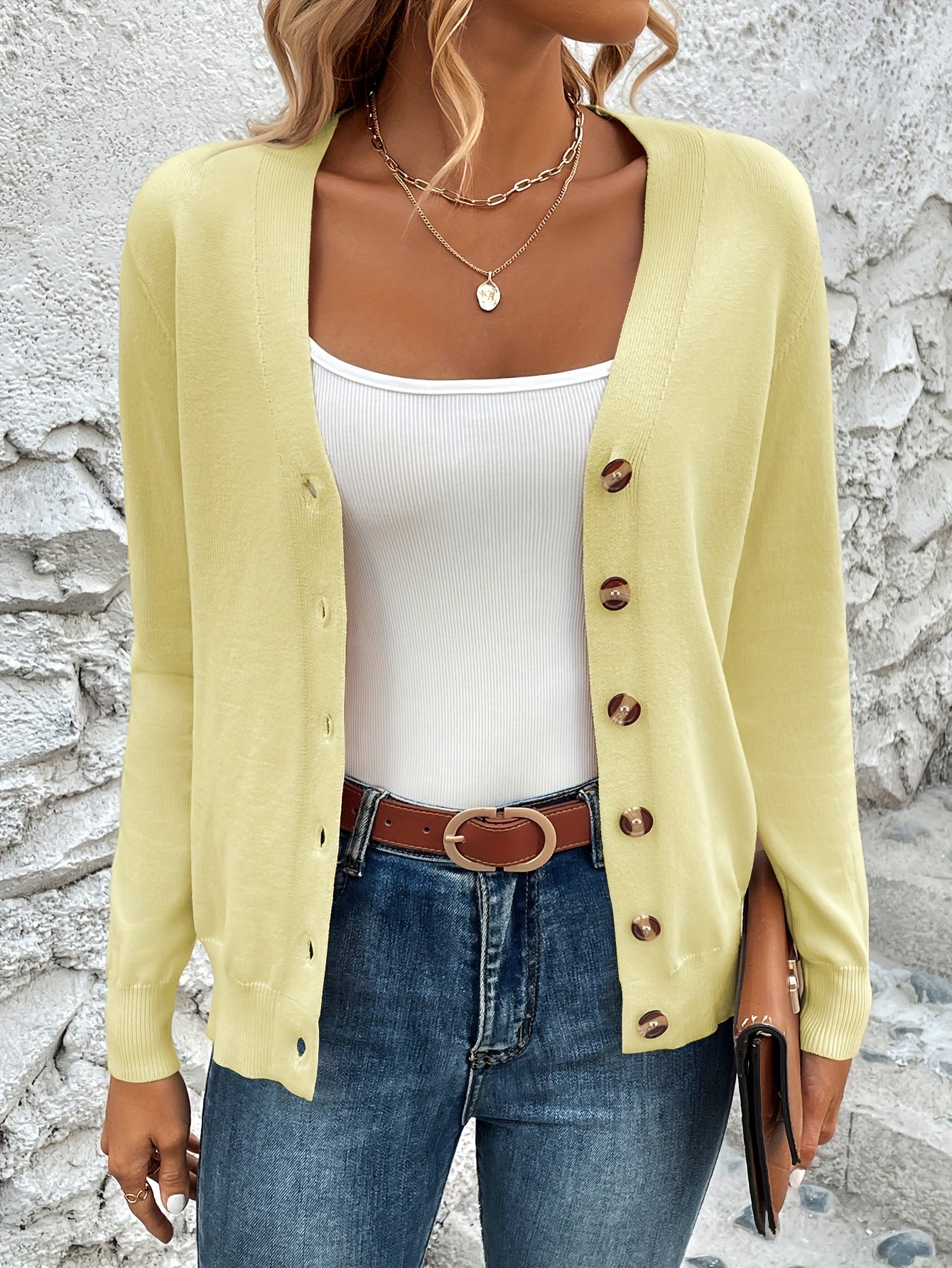 Comfortabel Gebreid Dames Cardigan Met Knoopsluiting