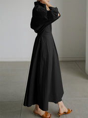 Women's Elegant Maxi Shirt Dress with Long Sleeves