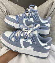 Women's Low Sneakers with Contrast Detail and Lace-Up Closure