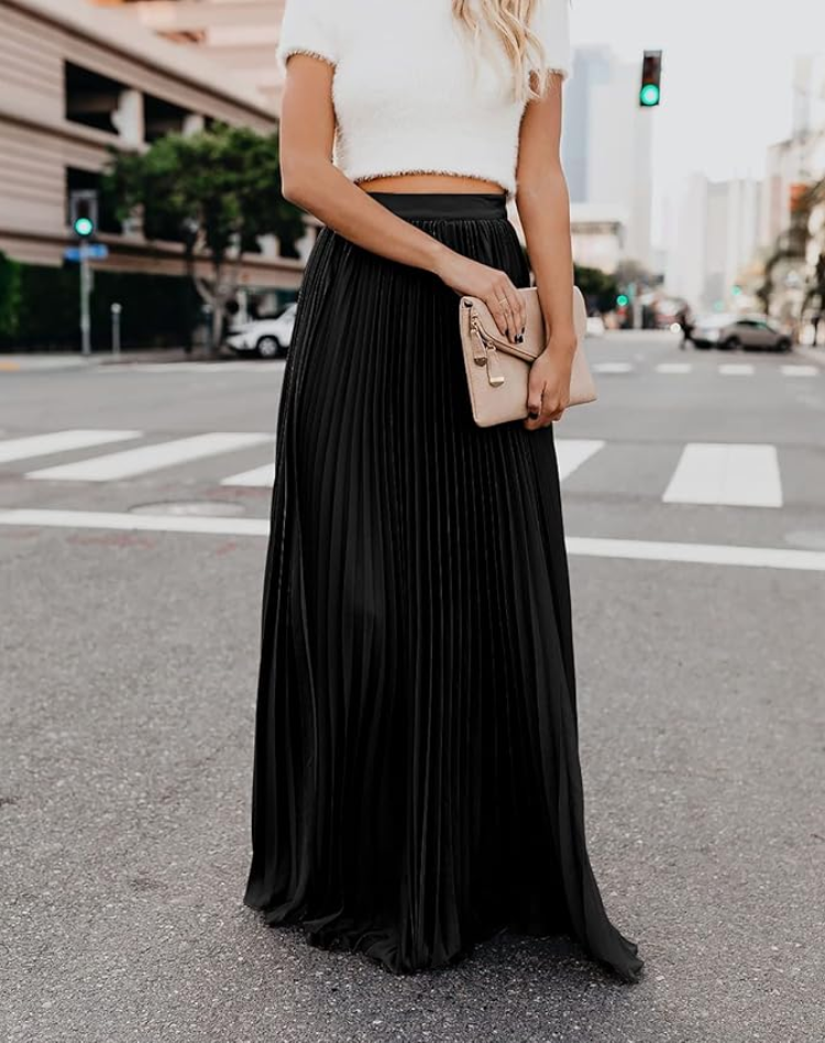 Stylish Pleated Skirt with High Waist and Flowy Fit