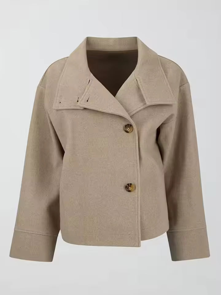 Soft Warm Peacoat Winter Jacket with High Collar for Women