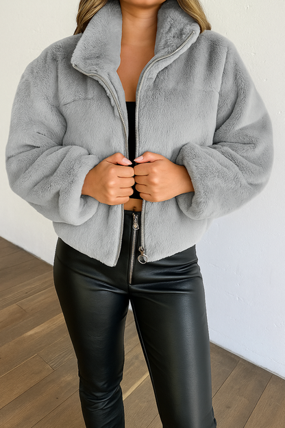 Fleece Jas voor Vrouwen Kort met Rits Warm en Zacht