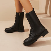 Bottes à lacets noires pour femmes avec fermeture éclair et semelle profilée confortable