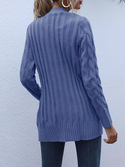 Kabelgebreid Warm Dames Vest Met Knopen