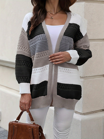 Gebreid Luchtig Oversized Dames Vest Gestreept