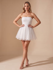 Dames Glamoureuze Glitter Mini Jurk met Strapless Top en Strik