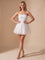 Dames Glamoureuze Glitter Mini Jurk met Strapless Top en Strik