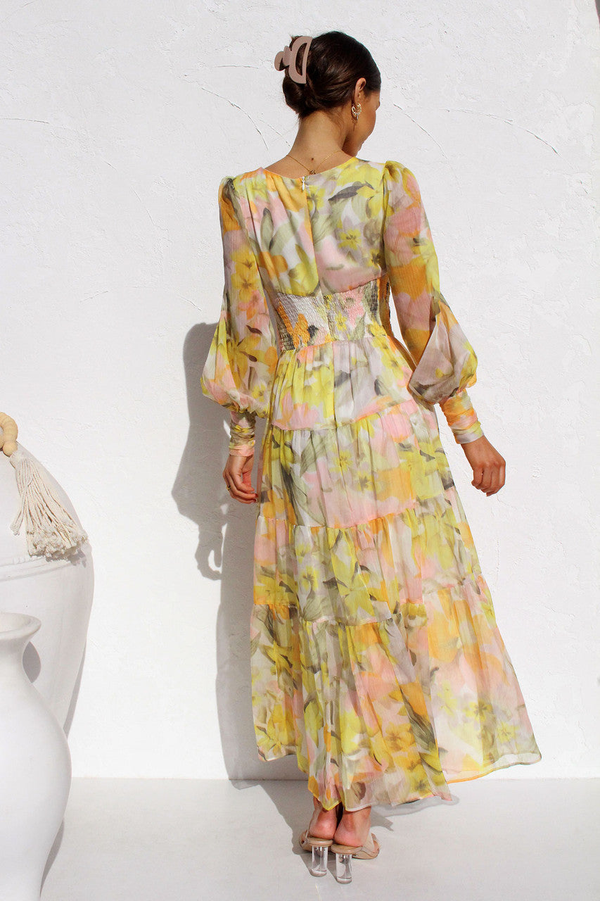 Estelle - Bloemen wikkel jurk met zomerse print