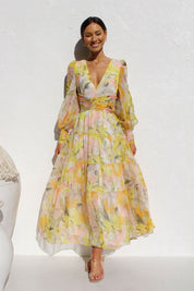 Estelle - Bloemen wikkel jurk met zomerse print