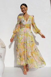 Estelle - Bloemen wikkel jurk met zomerse print