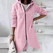 Gilet long pour femmes avec cordons de serrage et capuche