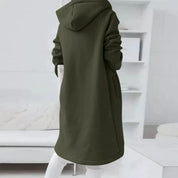 Gilet long pour femmes avec cordons de serrage et capuche