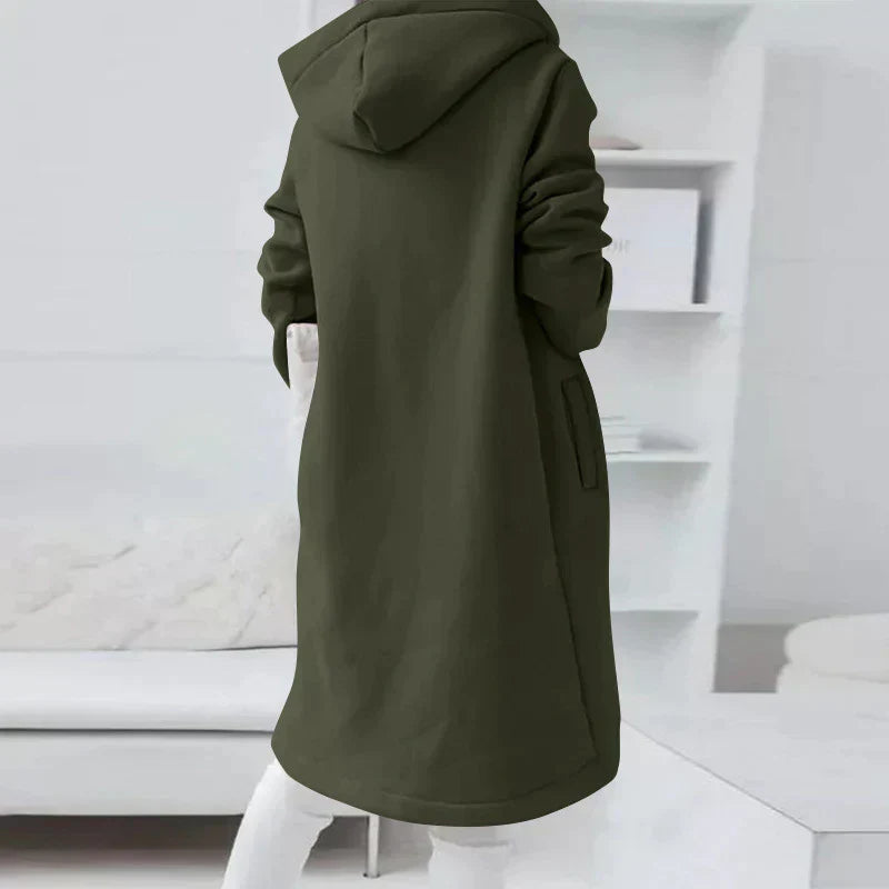 Gilet long pour femmes avec cordons de serrage et capuche