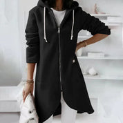 Gilet long pour femmes avec cordons de serrage et capuche