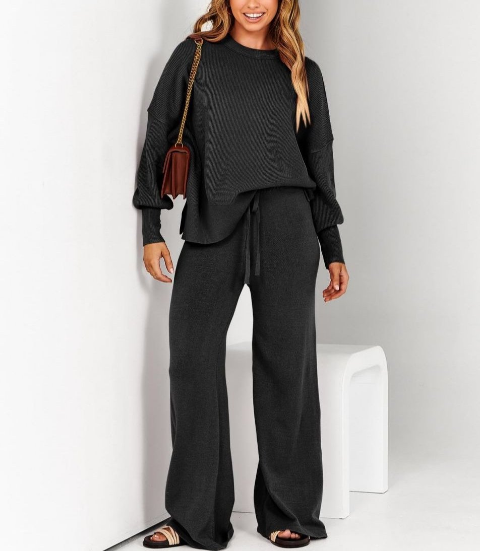Gebreide Loungewear Set met Sweater en Wijde Broek