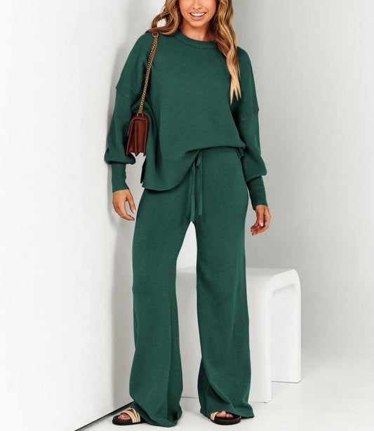 Gebreide Loungewear Set met Sweater en Wijde Broek