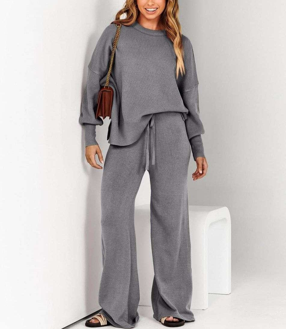 Gebreide Loungewear Set met Sweater en Wijde Broek