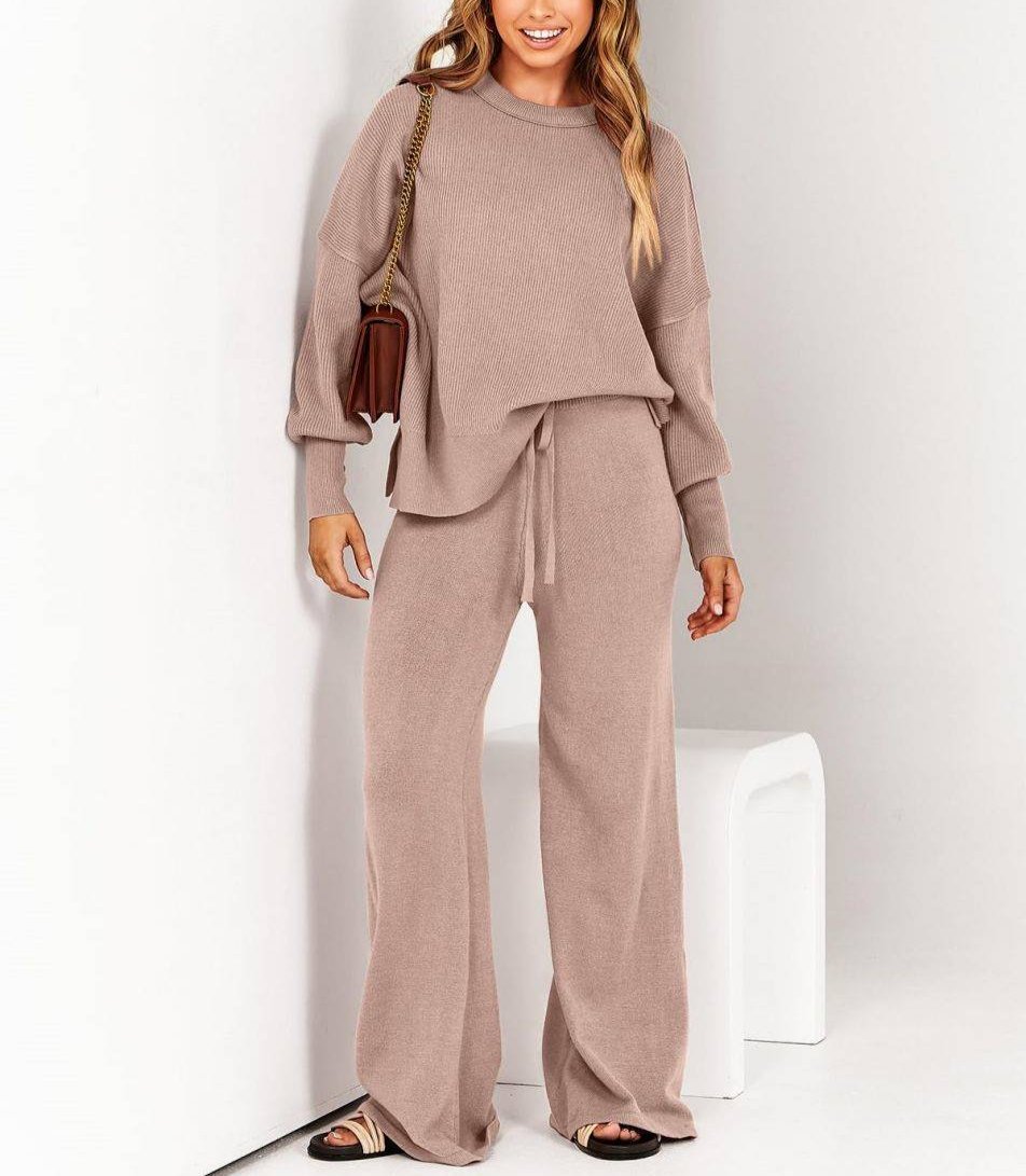 Gebreide Loungewear Set met Sweater en Wijde Broek