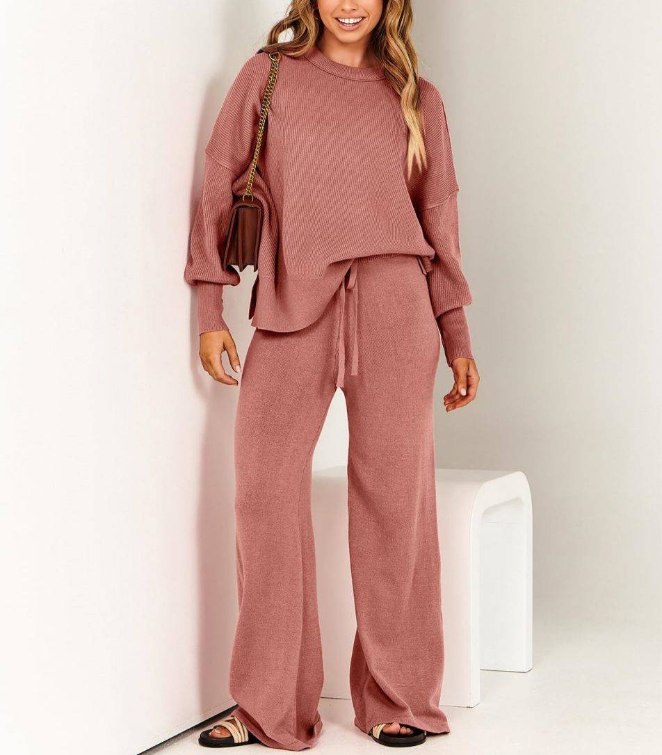 Gebreide Loungewear Set met Sweater en Wijde Broek