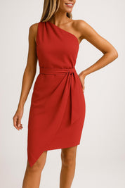 Sofie - One shoulder zomerjurk met tailleband